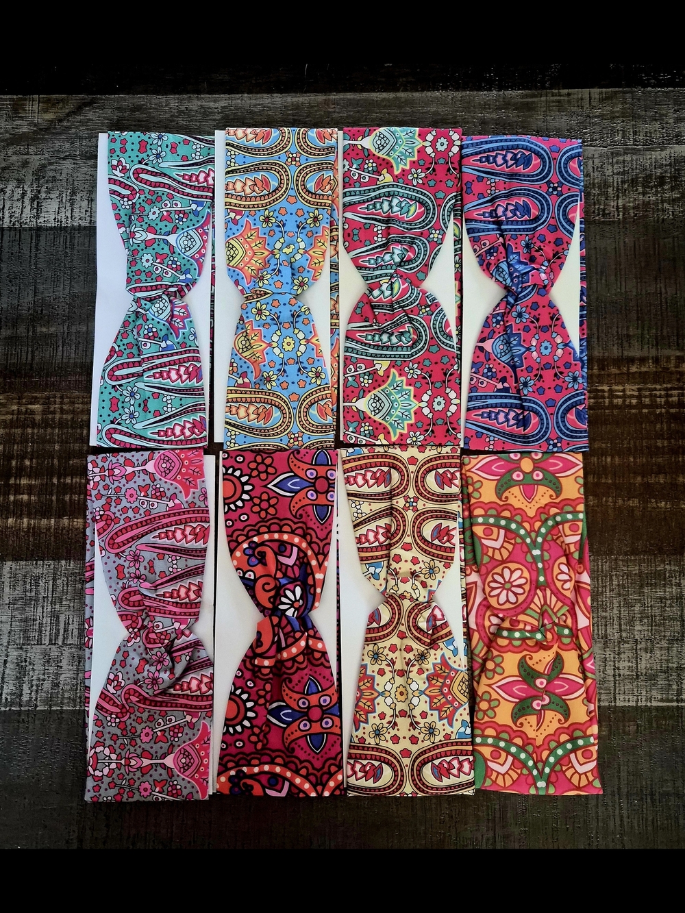 Set of 8 Ladies Hairbands ~ Headbands ~ Vibrant Colors Paisley & Florals ~ New